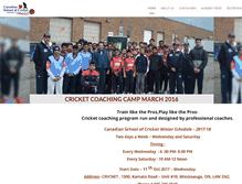 Tablet Screenshot of canadianschoolofcricket.com